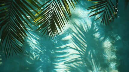 Tranquil Teal: Palm Shadows Dance on Azure Waters