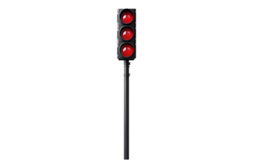 Red traffic light with road sign Isolated on transparent background