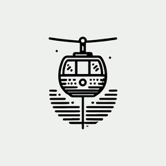 Minimalist vintage cable car gondola logo vector illustration for travel branding
