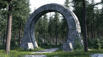a portal magical landscape backgrounds spectacular fantasy scene raster mystical illustration of tunnel in the forest mysterious entrance time and space travel portal gateway