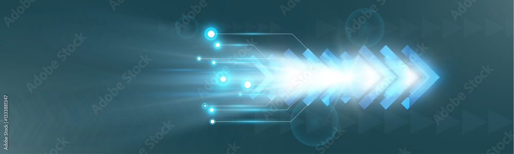 Poster futuristic speed background with glowing arrows, motion blur, digital technology concept, fast-movin