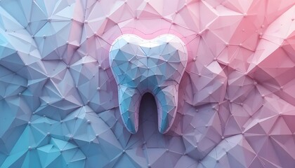 Futuristic Low-Poly Tooth Symbol – Abstract 3D Geometric Design for Modern Dental Concepts