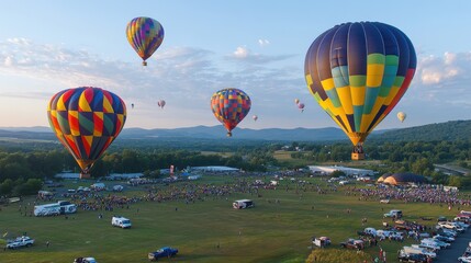 Obraz premium A hot air balloon festival with colorful balloons in the sky