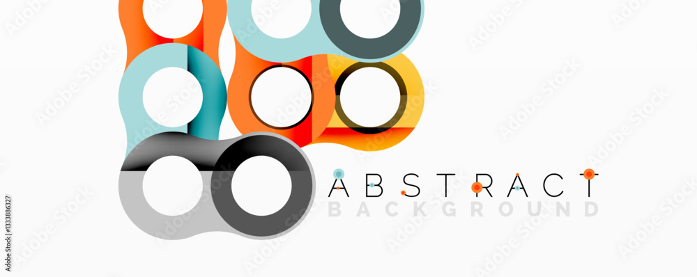 Fototapete Abstract geometric pattern with interlocking circular and tubular shapes featuring smooth gradients, sharp contrasts, and dynamic layering