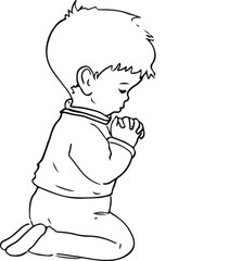 Little Boy praying to God drawing