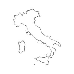 Hand draw map of Italy. Black line drawing sketch. outline doodle on white background.