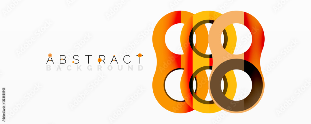 Fototapete Abstract geometric pattern with interlocking circular and tubular shapes featuring smooth gradients, sharp contrasts, and dynamic layering