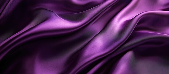Fototapeta premium A high-resolution photograph of purple silk fabric, with the texture and sheen of the material in focus against a dark background. 