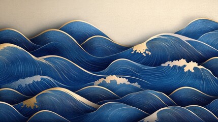 A serene backdrop of a traditional Japanese wave pattern texture, its gentle undulations evoking a sense of tranquility and depth.