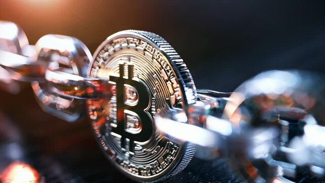 Explore the fascinating world of cryptocurrency as Bitcoin shines brightly against a backdrop of intricate chains, symbolizing innovation and the future of finance.