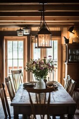 Rustic Cabin Dining Room: A Serene Gathering Space