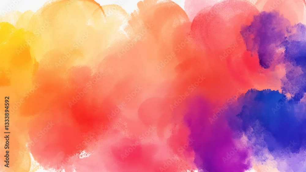 Poster a painting of a colorful sky with a blue cloud. the sky is filled with different colors and the clou