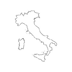 Hand draw map of Italy. Black line drawing sketch. outline doodle on white background.