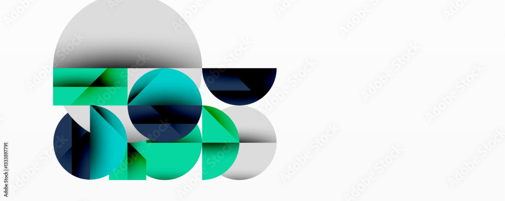 Aufkleber Modern abstract composition with layered circles and angular segments featuring gradients, transparency effects, and a structured geometric layout