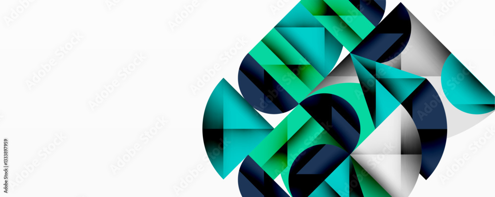 Aufkleber Modern abstract composition with layered circles and angular segments featuring gradients, transparency effects, and a structured geometric layout