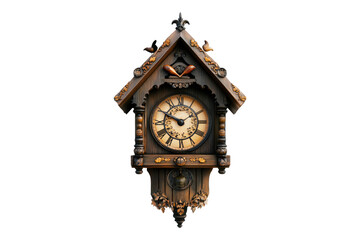 Vintage cuckoo clock Isolated on transparent background