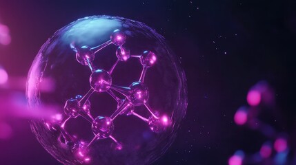 Obraz premium A vibrant, abstract representation of a molecular structure, showcasing interconnected atoms in a colorful, futuristic design.