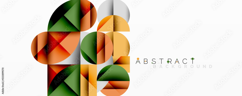 Aufkleber Modern abstract composition with layered circles and angular segments featuring gradients, transparency effects, and a structured geometric layout