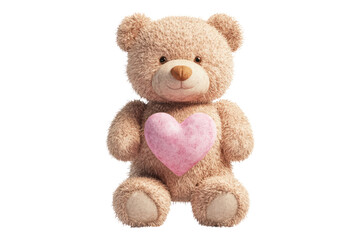Obraz premium Teddy bear with pink heart Isolated on transparent background