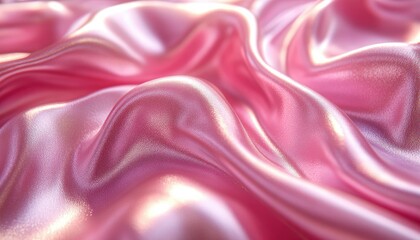 Obraz premium Beautiful pink shiny silk fabric flowing with soft light