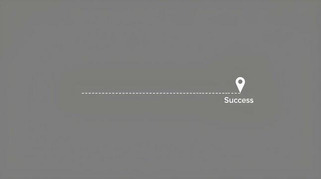 minimalist path line on a gray background showing a journey from start to success, symbolizing persistence