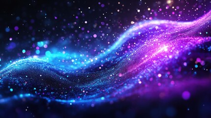 Fototapeta premium Vibrant Abstract Waves of Colorful Light and Glitter Particles