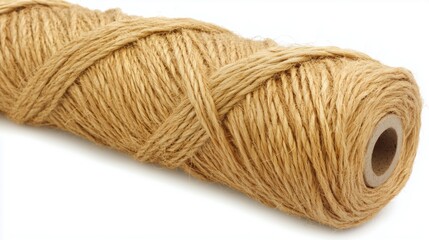 A roll of jute string isolated on a white background. Jute twine