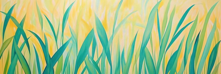 Serene Green Meadow: An Abstract Painting of Nature's Tranquility