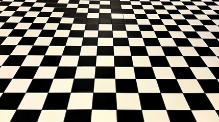 checkerboard tile floor with black and white squares, emphasizing a classic opposite color pair. [Opposite color pair, pad]:[tile] checkerboard, tile, floor, black, white, squares, classic, 