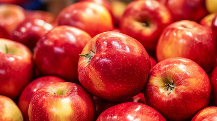 Fresh red apples close up for healthy eating and market concepts