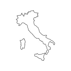 Hand draw map of Italy. Black line drawing sketch. outline doodle on white background.