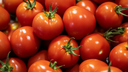 Fresh red tomatoes pile close up for healthy eating and cooking concepts