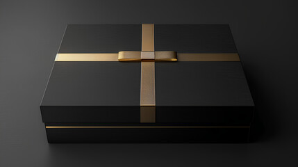 Black Matte Gift Box with Golden Ribbon