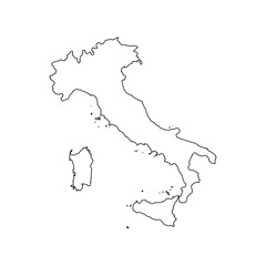 Hand draw map of Italy. Black line drawing sketch. outline doodle on white background.