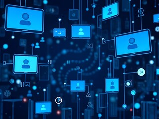 Digital Network of People Icons and Connections.