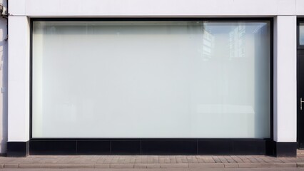 Fototapeta premium Modern retail mockup with a blank storefront window for advertising and branding opportunities.