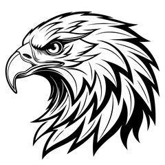 Majestic Eagle Head Illustration in Black and White Detailed Style Vector Art SVG File