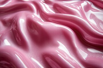 A close up image of swirling pink viscous material