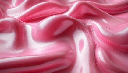 Obraz premium Pink silky fabric with smooth folds and glossy reflections on display