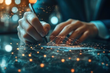 Business Professional Writing with Future Technology Concept