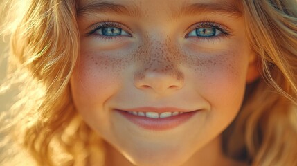 A youthful face, bathed in soft studio glow, crinkles with delight, revealing a radiant smile that captures the essence of joy and optimism.