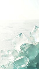 Obraz premium Shiny crystal cluster with cool blue hues against a bright, blurred background