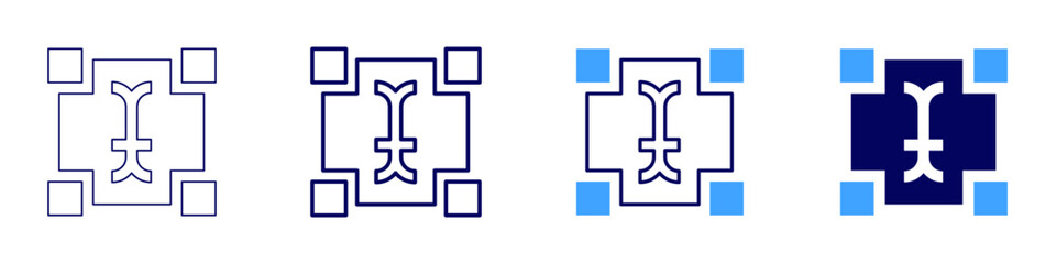 Edit text icon in 4 different styles. Thin Line, Line, Bold Line, Duotone. Duotone style. Editable stroke