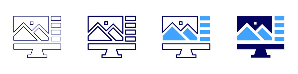 Edit timeline​ icon in 4 different styles. Thin Line, Line, Bold Line, Duotone. Duotone style. Editable stroke