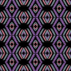 Ethnic Ikat Seamless Pattern, Ikat Tribal Textile, Ikat Bohemian Fabric Design.
