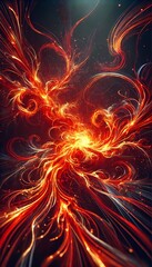 Fiery tendrils extend outward, glowing in intense reds and oranges, creating a dynamic background and wallpaper