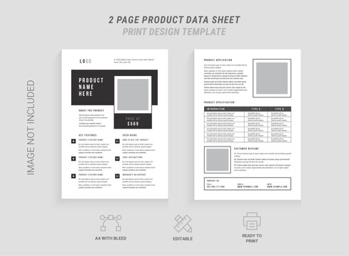 Product Data sell sheet design layout template