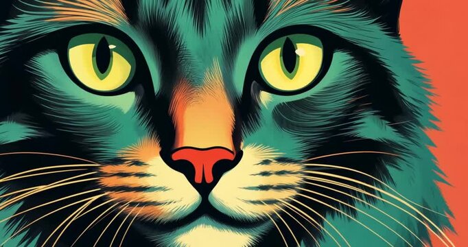 Closeup Vibrant Portrait of a Cat