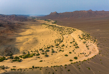 Aerial View of Purros Canyon, Kaokoveld, Namibia