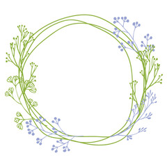 Obraz premium floral wreath with green leaves and light blue berries. Ideal for wedding invitations, greeting cards, logos, branding, stationery, and elegant designs.